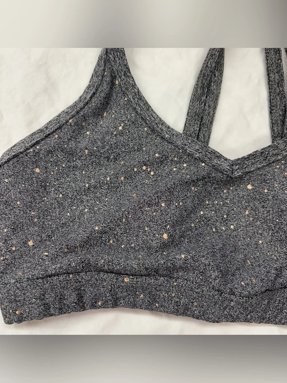 Beyond Yoga‎ Double Back Alloy speckled sports bra gray rose gold Size XS